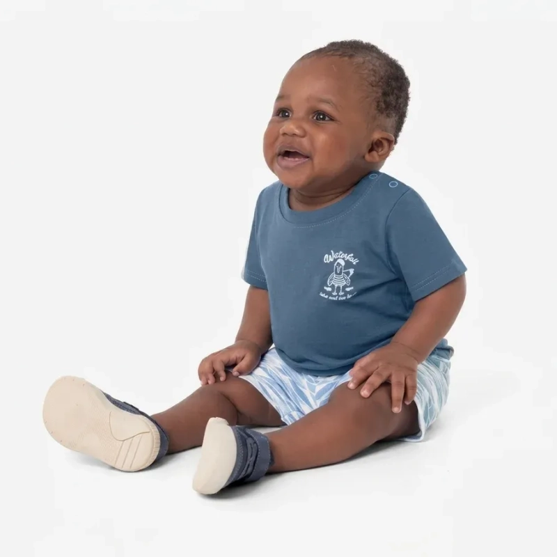 Malwee - Baby Boy's Fleece Shorts &ndash; Soft Cotton Blend -  Blue &amp; White