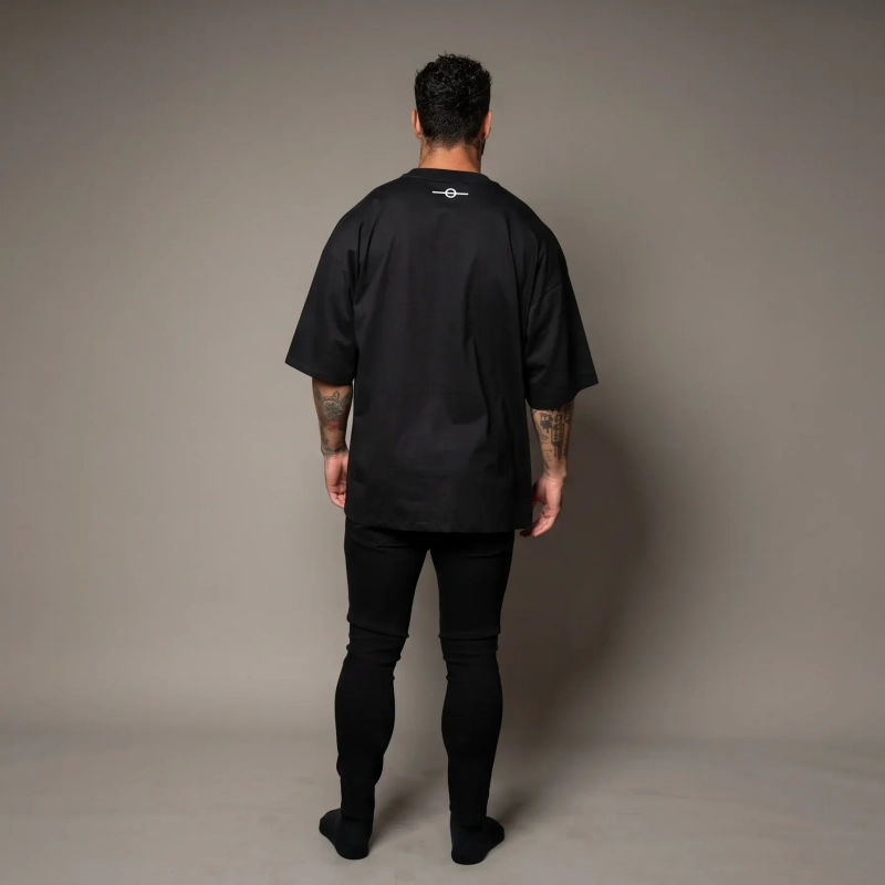 Men&rsquo;s Oversized T-Shirt - Lightweight Crew Neck Streetwear Tee with Relaxed Fit - Black
