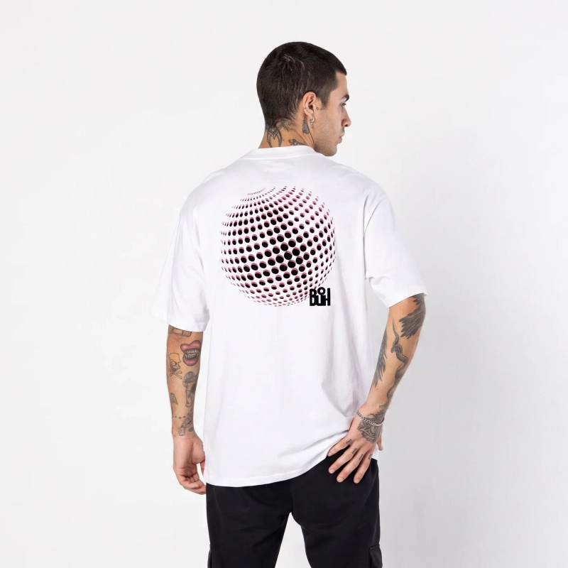 Men&rsquo;s Oversized T-Shirt - &ldquo;The Globe&rdquo; Graphic Tee with Large Fit and Streetwear Style - White