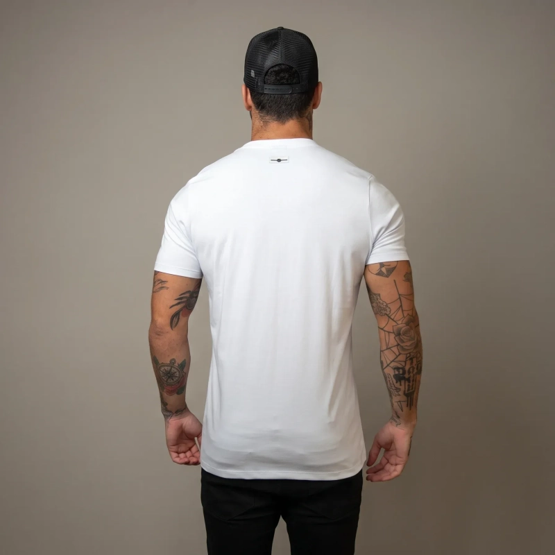 Men&rsquo;s Slim Fit Graphic T-Shirt - Yellow Print Casual Crew Neck Tee with Modern Everyday Style - White