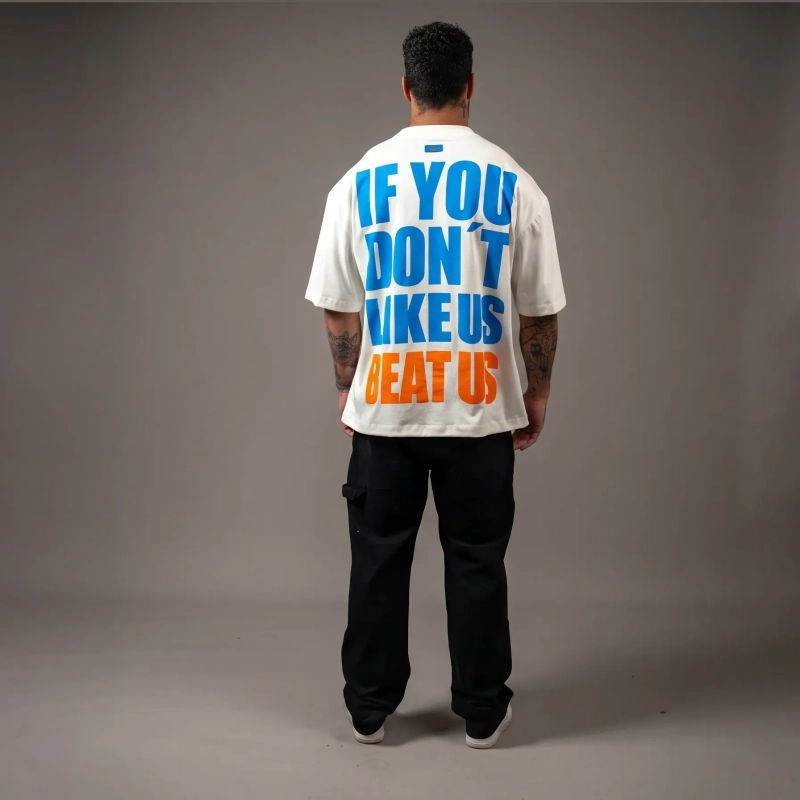 Men&rsquo;s Oversized Graphic T-Shirt - &ldquo;New Beauts&rdquo; Streetwear Tee with Relaxed Fit - Off-White
