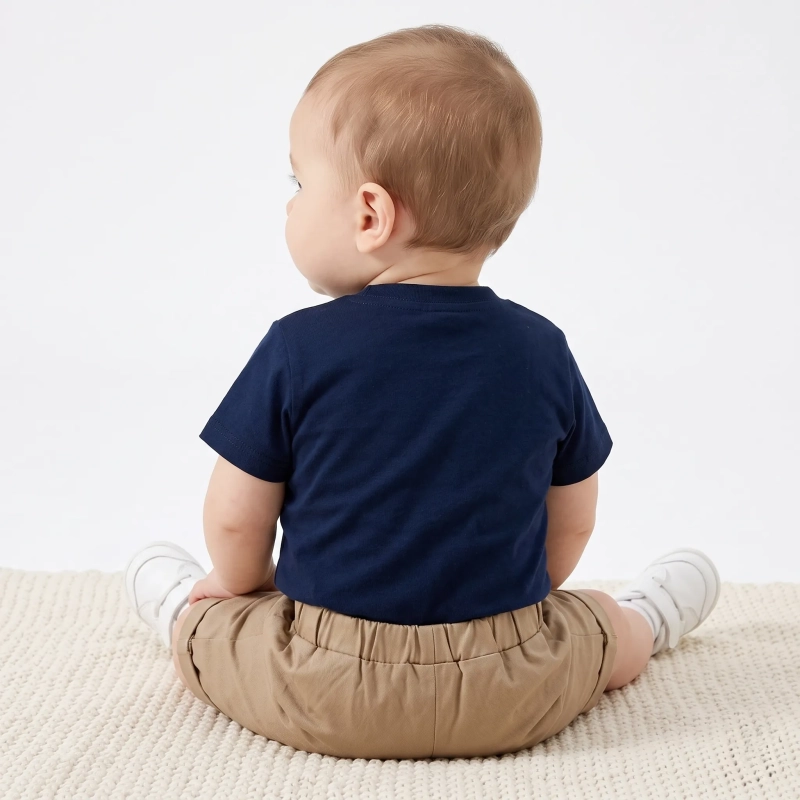 Tip Top Baby Little Dino T-Shirt &amp; Short Set &ndash; Navy Blue &amp; Khaki