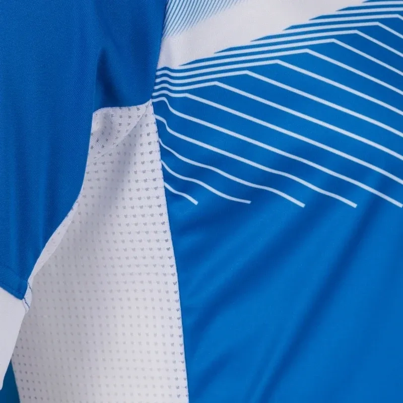 Joma T Shirt Supernova II V Neck Short Sleeve Polyester - White Royal Blue