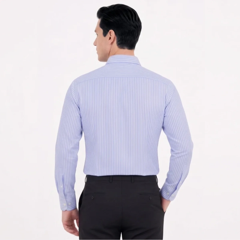 Men's Classic Cotton Shirt - White &amp; Light Blue