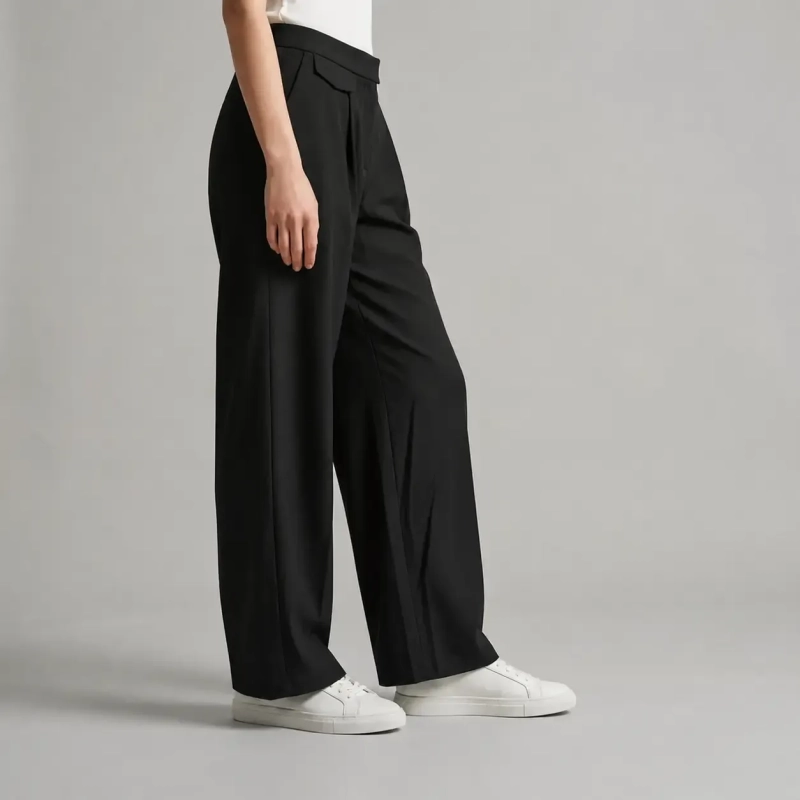Women&rsquo;s Tailored Straight-Cut Pants With White Stripe Details, Ideal For Formal, Office, And Smart-Casual Looks